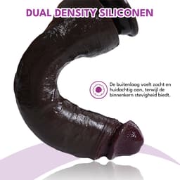 JustFun Realistische Dildo - 22.8 CM - Met Zuignap - Soft Liquid Siliconen - 4.8 cm Diameter - Sex Toys voor Mannen & Vrouwen - Zwart — thumbnail 5