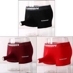 Huakunda Pack of 3 Men's Boxer Shorts Soft Boxer Briefs Open Hole Separate Pocket Breathable Elephant Underwear Cotton Underpants — thumbnail 2