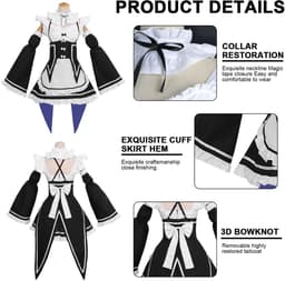 Dailygoods- Maid Outfit Elegant Design - Cosplay Anime - Kamermeisje Kostuum - Rollenspelset - Jurk met Accessoires - Verkrijgbaar in M/L/XL — thumbnail 4