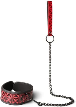 Luxe BDSM Halsband met Leash – Verstelbare Kraag met Ketting & Polsriem – Zwart/Rood Design voor Dominantie & Rollenspel — thumbnail 1