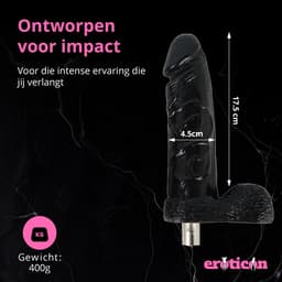 Eroticon Dildo - Zwart - Voor Anaal en Vaginaal - 17.5 CM inbreng - Voor op Seks Machine - Accessoire - 3XLR opzetstuk — thumbnail 2