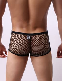 Zwarte Visnet Boxershort Heren – Sexy Transparant Herenondergoed – Maat S/M — thumbnail 3
