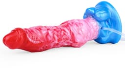 Kiotos Monstar - Big Squirt Cock - Opblaasbare Spuitende Dildo - Rood/Roze/Blauw — thumbnail 3