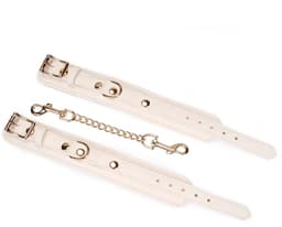 Liebe Seele - Boudoir Amor - Vegan Lederen handboeien - Wit met Gouden Hardware — thumbnail 4