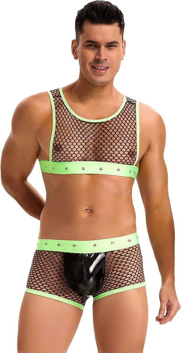 Sexy Lingerie Set voor Heren - Erotische Boxershort en Tanktop - Transparant Ondergoed — afbeelding 1