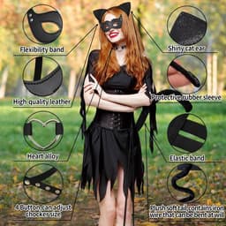 Dames Kattenkostuum Set 4 Delig - Oortjes, Staart, Halsband & Masker voor Feest en Carnaval — thumbnail 2