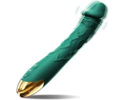 Daity 7,6 inch realistische dildo vibrator voor vrouwen – stotende G-spot stimulator en clitoris met 10 krachtige standen, waterdicht seksspeeltje voor volwassenen en koppels (Groen)
