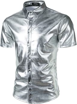 Herenshirt met Glanzende Metallic Print voor Feest en Nachtclub — thumbnail 1