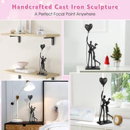Romantisch IJzeren Sculptuur Paar - Handgemaakt Metalen Standbeeld voor Liefde en Huwelijksgeschenken — thumbnail 2