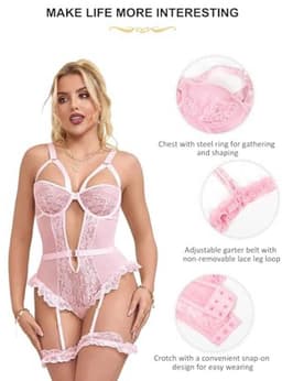 Sexy Lingerie Set voor Dames - Grote Maat Bodys met Kant - Eendelig Negligé en Teddy — thumbnail 3