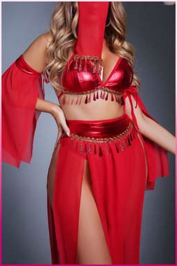 Purple-Daisy Fantasie buikdanseres kostuum voor vrouwen Sexy fantasie kostuum en sexy nachtjapon voor vrouwen 5 deliğe PDS0048-R - Maat S/M - ROOD — thumbnail 1