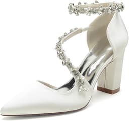 Dames Pumps met Enkelriempjes en Gesloten Teen - Zilver - Trouwschoenen — thumbnail 1