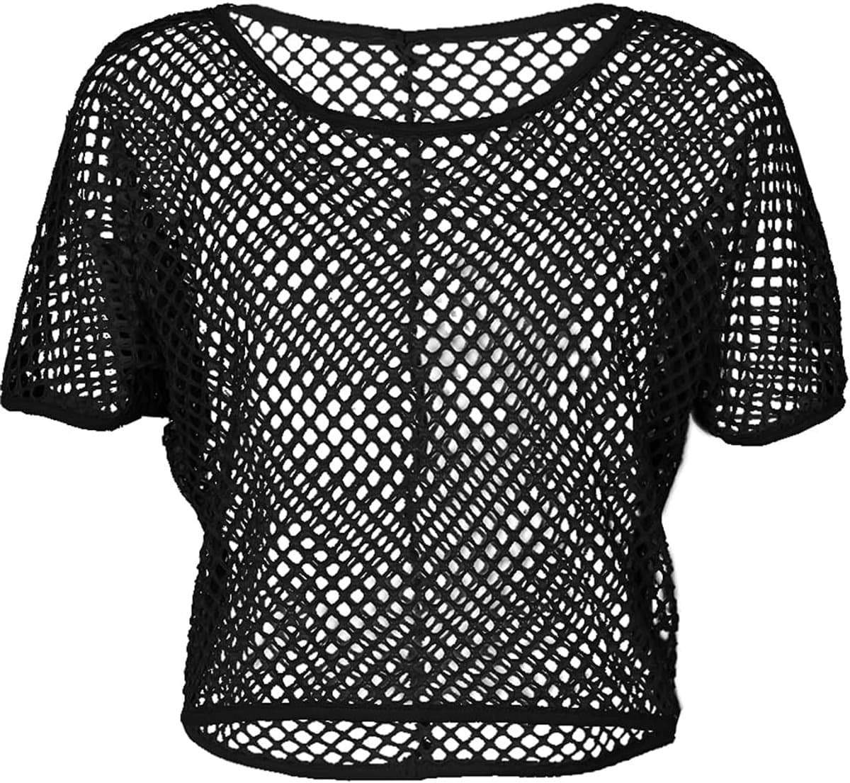 Vrouwen Casual Sexy 80s Kostuums met Visnet en Neon Crop Tops — afbeelding 1