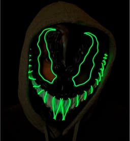 Griezelig LED Masker met Lichtgevend Demonen Gezicht voor Halloween en Feestjes — thumbnail 4