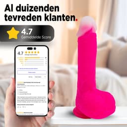Rosebay Vibrerende Dildo met Afstandbediening 20 cm - Stotende Dildo - Dildo Vibrator - Dildo met Zuignap - Dildo Vibrator voor Vrouwen - Roze — thumbnail 11
