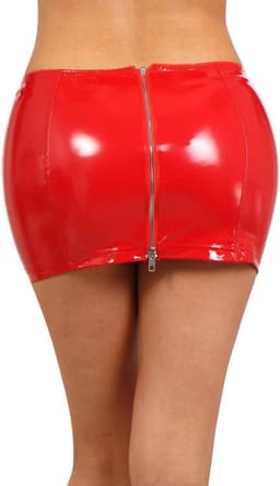Sexy Wetlook Mini Rok met Rits Vinyl PVC voor Dames Clubwear — thumbnail 5