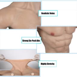 Realistisch Siliconen Spierpak Borst voor Heren - Ideaal voor Cosplay en Halloween — thumbnail 2