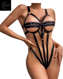 Sexy Lingerie Body – Premium – Classy Look – Lingerie Erotisch – Bondage Body – Open Cup – Erotische Lingerie – BDSM – Kinky – Sexy Lingerie Dames – Strappy – Fetish Body –Rollenspel – Madam Hommard – High End – Dare to Undress –Maat S, M, L, XL — thumbnail 2