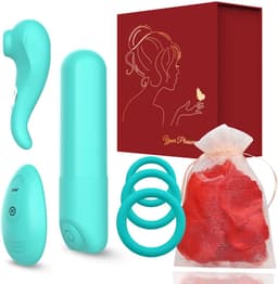 IVY LUX - Valentijn cadeautje voor haar - valentijn cadeautje voor hem - Sex toys voor koppels - Set met 3 artikelen inclusief romantische rozenblaadjes - Waterproof - Turquoise — thumbnail 2