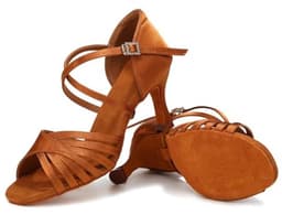 Latijnse Dansschoenen Dames Open Teen voor Tango en Salsa - Professionele Danspraktijk Schoenen met Suede Zool — thumbnail 3