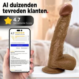 Rosebay Realistische Dildo 26 cm - Zachte Siliconen Dildo met Zuignap & Balzak - Dildo voor Mannen en Vrouwen - Licht Bruin — thumbnail 8