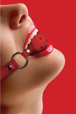 Ouch! Mond Knevel met Geperforeerde Bal en Lederen Band Verstelbaar - Rood — thumbnail 15