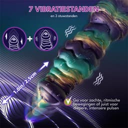 JustFun 4-in-1 Fantasy Vibrator - 25 CM - Dildo met Zuignap - 3 Stuwstanden – 7 Vibratiestanden - Sex Toys voor Mannen & Vrouwen - Monster Anal Plug XXL - Rainbow — thumbnail 4