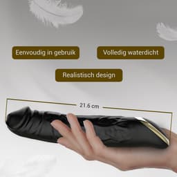 EZlove® Luxe Zwarte Vibrerende Dildo – Realistische Dildo met Eikel & Aders – 10 Vibratiestanden – Siliconen Dildo – Waterproof & Oplaadbaar – Dildo voor Vrouwen & Mannen – 22 cm — thumbnail 6