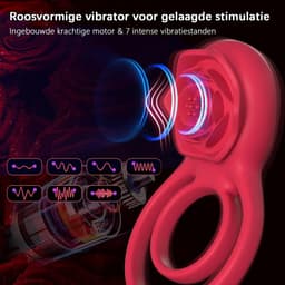 DOWO® - Vibrerende Cockring - met Roos Clitoris Stimulator - Cockring Vibrerend - Penisring - Cock Ring Siliconen - Sex toys - Seksspeeltje voor Mannen — thumbnail 2