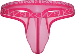 SUKREW Sheer Low-rise Thong Elect Pink - MAAT XL - Erotisch Heren Ondergoed - String voor Man - Sexy mannen String — thumbnail 1
