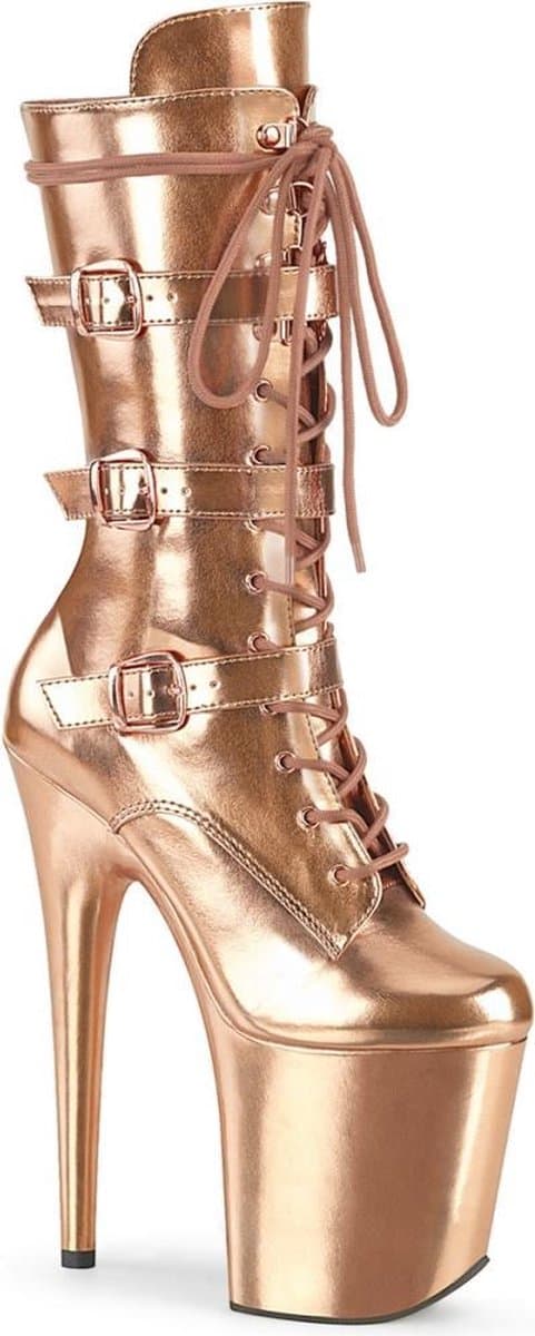 Pleaser - FLAMINGO-1053 Plateau Laarzen - Paaldans schoenen - 35 Shoes - Goudkleurig — afbeelding 1