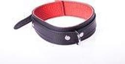 Basic Collar van Leer met Metalen D-Ring en Gesp - Zwart/rood — thumbnail 3