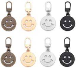 Dailygoods- Ritssluitingtrekker Afneembaar - Set van 8 - Smiley-gezicht - Duurzaam - Kledingaccessoires - Kleurrijk ontwerp - Ritsschuiver — thumbnail 1