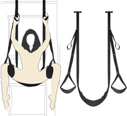Oneay Deurseksschommel met zitje, BDSM-beperkingen, hangende deur, dijbeenbanden, verstelbare sexy slavenbondageschommel, handboeien, dijbeenboeien, seksmeubels, seksspeeltjes voor volwassenen voor koppels, SM-spelletjes, draagvermogen tot 136 kg — thumbnail 7