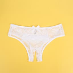 Zeloria Kanten Slip Open Kruis – String Open kruis – Wit – Dames Lingerie Slip Stretch – S — thumbnail 5