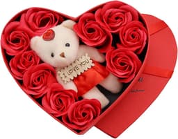 10 Geconserveerde Rozen en Pluchebeer Cadeauset voor Romantische Gelegenheden — thumbnail 1