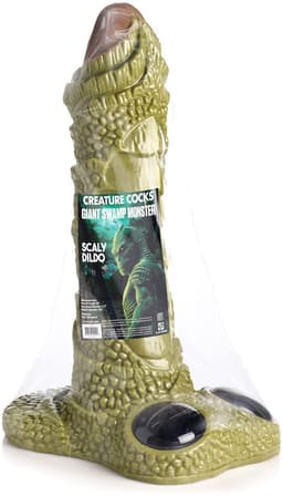 XR Brands - Reusachtig Geschubd Moerasmonster Dildo - Groen — thumbnail 8