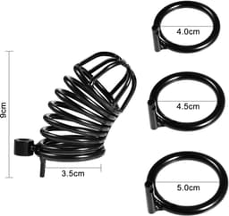DOWO® - Kuisheidskooi - Black Panther - Metaal - Peniskooi - Kuisheidskooi voor Mannen - Chastity cage - Staal – Zwart - 3 Maten — thumbnail 6