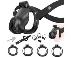 Belt voor mannen, 2-in-1 met 4 penissteunen, zwart, maat S