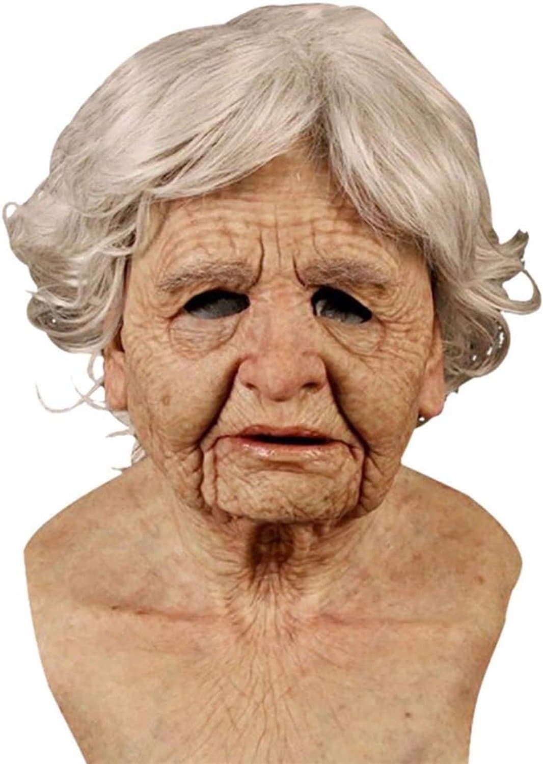 Masker Realistische Oude Man Oude Dame Masker Griezelig Menselijk Latex Masker, Eng Rimpel Masker Halloween Cosplay Masker Partij Rekwisieten (A) — afbeelding 1