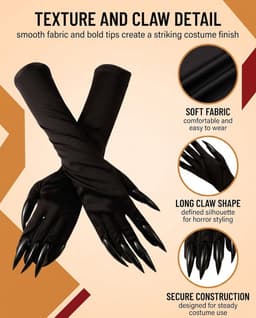 Handschoenen, 1 paar, zwart, lange klauwen met flexibele versterking, opvallende kostuumesthetiek en comfortabele grip voor cosplay, evenementen en Oktoberfeesten — thumbnail 2