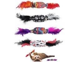 4 stuks speelgoed voor snoep, katten, interactief kattenspeelgoed met bellen en vouwpapier, kittenspeelgoed voor het verwijderen van saaie katten (4, rood, zwart, wit, paars)