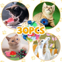 30 stuks kattenspeelgoedset, kattenspeelgoed, muizenballen, verenspeelgoed, pluche speelgoed, interactief kattenaccessoire voor katten, kattenaccessoires — thumbnail 2