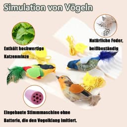 3 stuks kattenspeelgoed, zelfbezigheid, hangend deurframe, elastische vogel met piepgeluid, vliegende vogel, kattenspeelgoed, vliegende vogelspeelgoed voor katten met elastisch touw — thumbnail 3