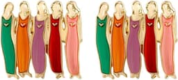 2 stuks Best Friends reversspeldjes, vijf zussen broche, Good Sisters Club emaille spelden, 3,2 cm x 3,1 cm (1,26 x 1,22 inch), metaal, geen edelsteen, 3.2cm x 3.1cm(1.26" x 1.22"), Metaal, Geen — thumbnail 1