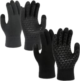 Handschoenen, uniseks, 2 paar gebreide winterhandschoenen, antislip touchscreen-handschoenen, werkhandschoenen, voor indoor-vrijetijdswerk of outdoor-rijden, pendelen (zwart + — thumbnail 1
