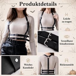 Lara Croft kostuum, cosplay - Driedelige set van kunstleer met harnas, damesbovenlichaam, handschoenen en pilotenbril - ShopVlot — thumbnail 2