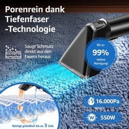 Draagbare Tapijtreiniger - Wit - 550 W - 1.9L Schoonwatertank - Voor Tapijt En Bekleding — thumbnail 2
