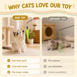 15 stuks kattenspeelgoed, vervangend kattenspeelgoed, interactief pluche met veren voor katten, meerkleurig, voor training en fysieke beweging — thumbnail 5