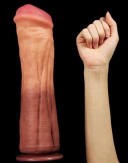 Lovetoy - XXL Dildo - Dual layered Platinum Silicone Cock - 30 cm lang en modder vet — thumbnail 14